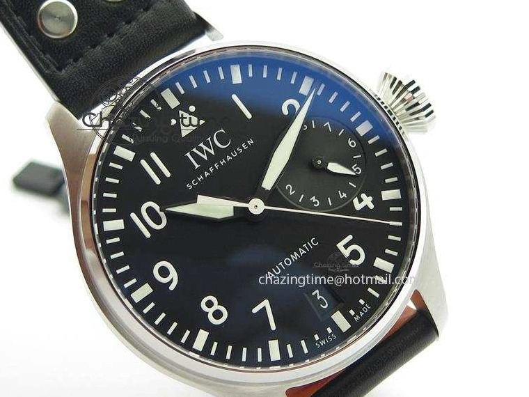 MIROTIME 0306 GoodFit Big Pilot Real PR IW500912 ZF Best Edition Black Dial On Black Leather Strap A 7287